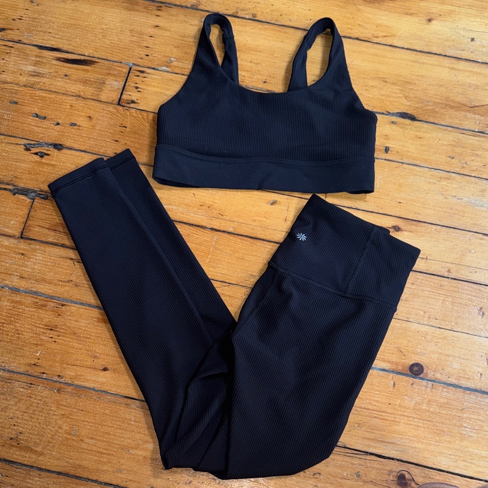 Athleta Black Ribbed Set